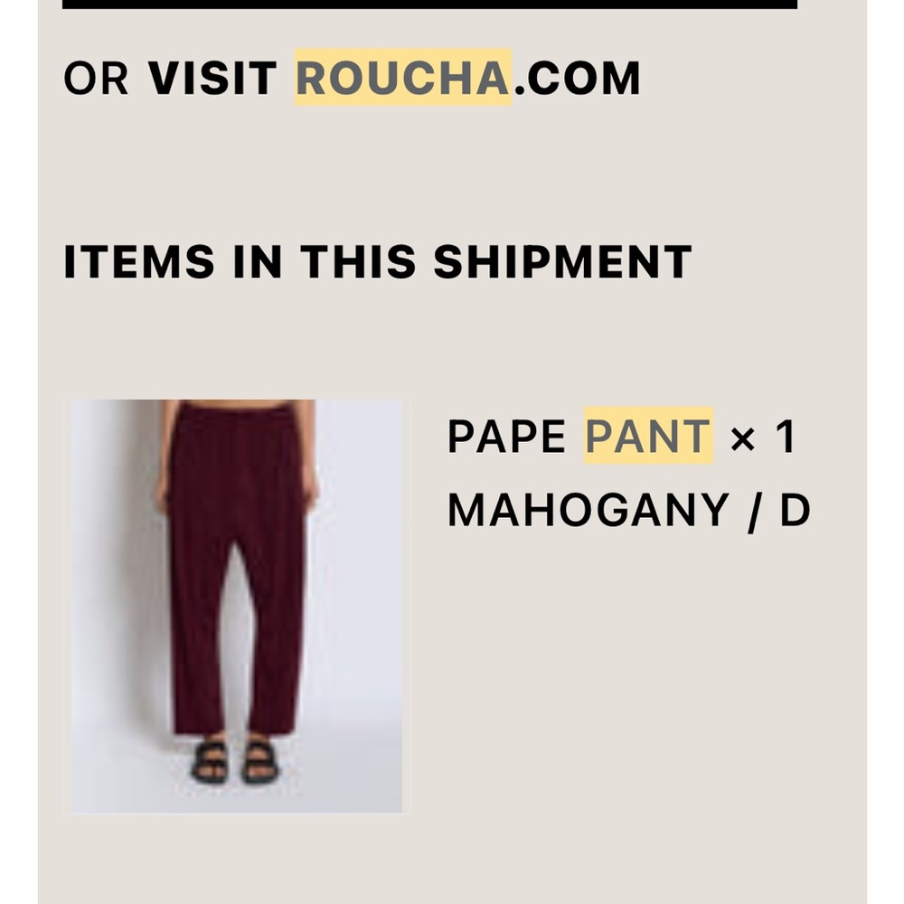 Roucha Mahogany Pape Pants size D